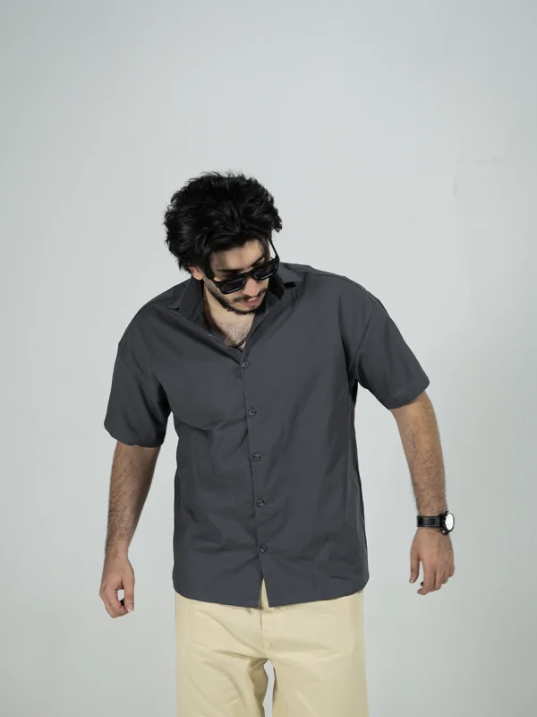 Model wearing a black Linen Shirt for men - new summer collection