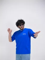 Model wearing a blue represent t-shirt for men - new summer collection